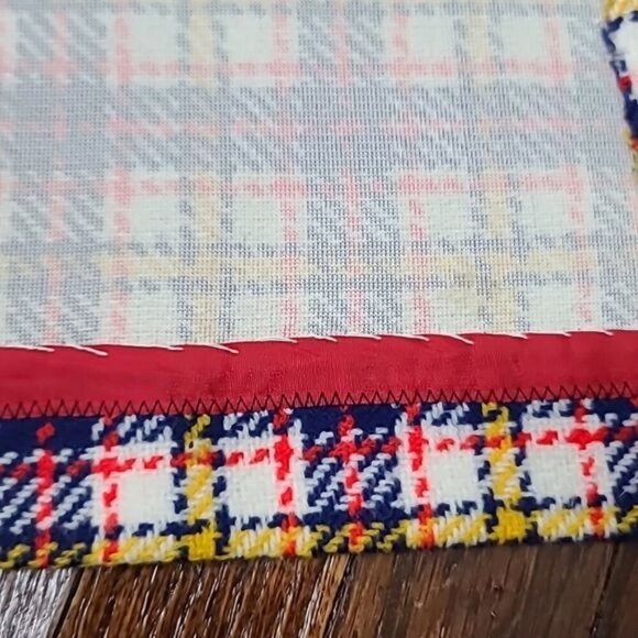 Vintage 50s 60s Handmade Red Blue Yellow Plaid Vest Unisex Napolean Buttons - Picture 11 of 12